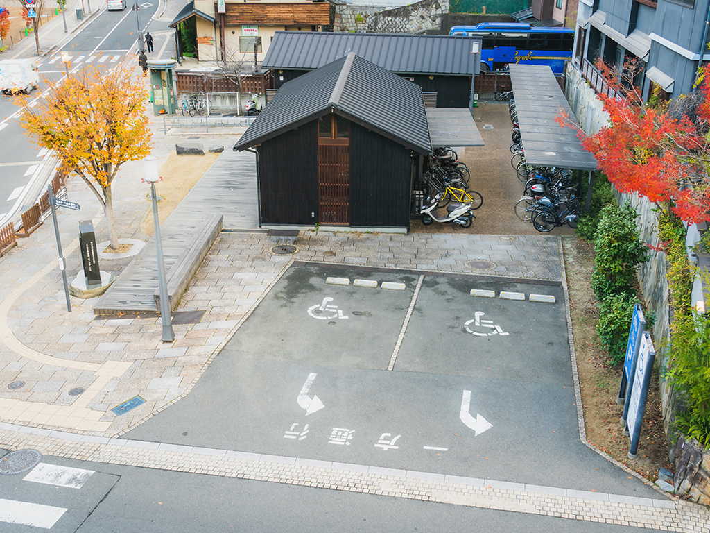 Dōgo Onsen Honkan Eastside Courtyard Accessible Parking Spaces